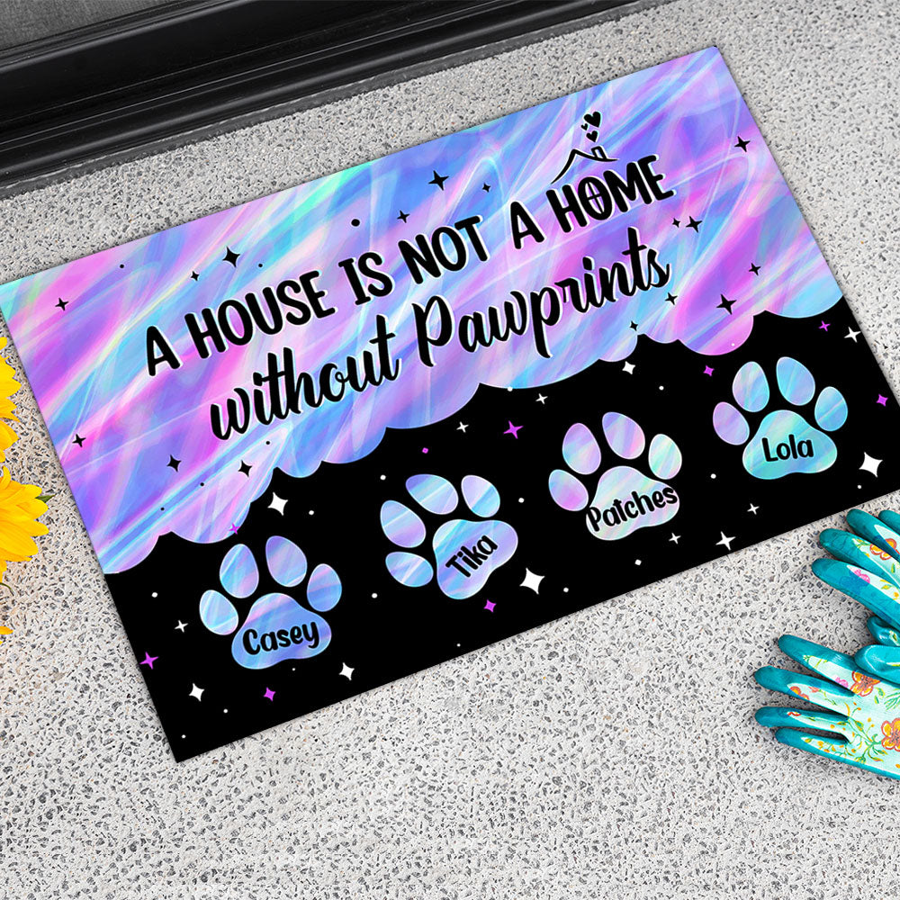 Hologram Pawprints Pets Personalized Doormat