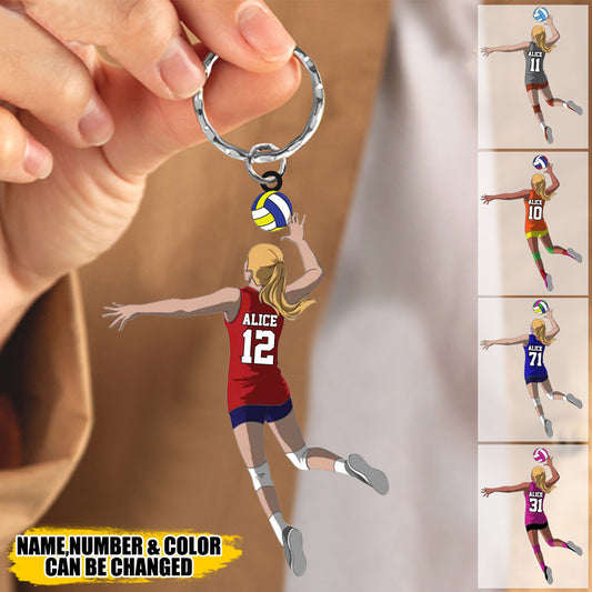 Volleyball Ornament Female Attack Acylic Keychain, Gift For Volleyball Players