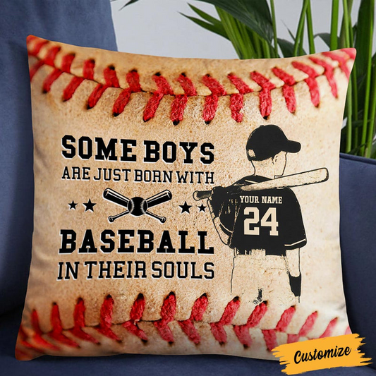 SOME BOYS ARE JUST BORN WITH BASEBALL PERSONALIZED Pillowcase