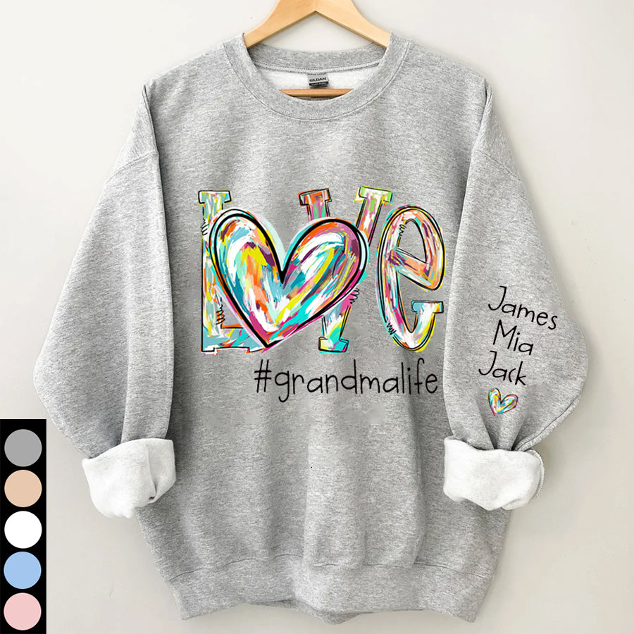 Love Grandma Life Fall Autumn Color Clipart Custom Sweatshirt