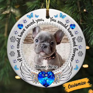 Personalized Memo Photo Dog Cat Circle Ceramic Ornament