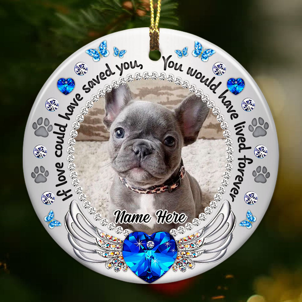 Personalized Memo Photo Dog Cat Circle Ceramic Ornament