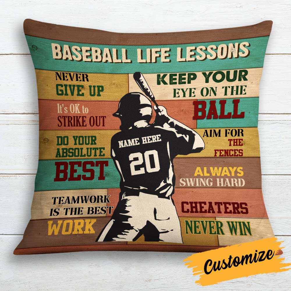 Love Baseball Player Life Lessons Pillow - Gift For Baseball Lover