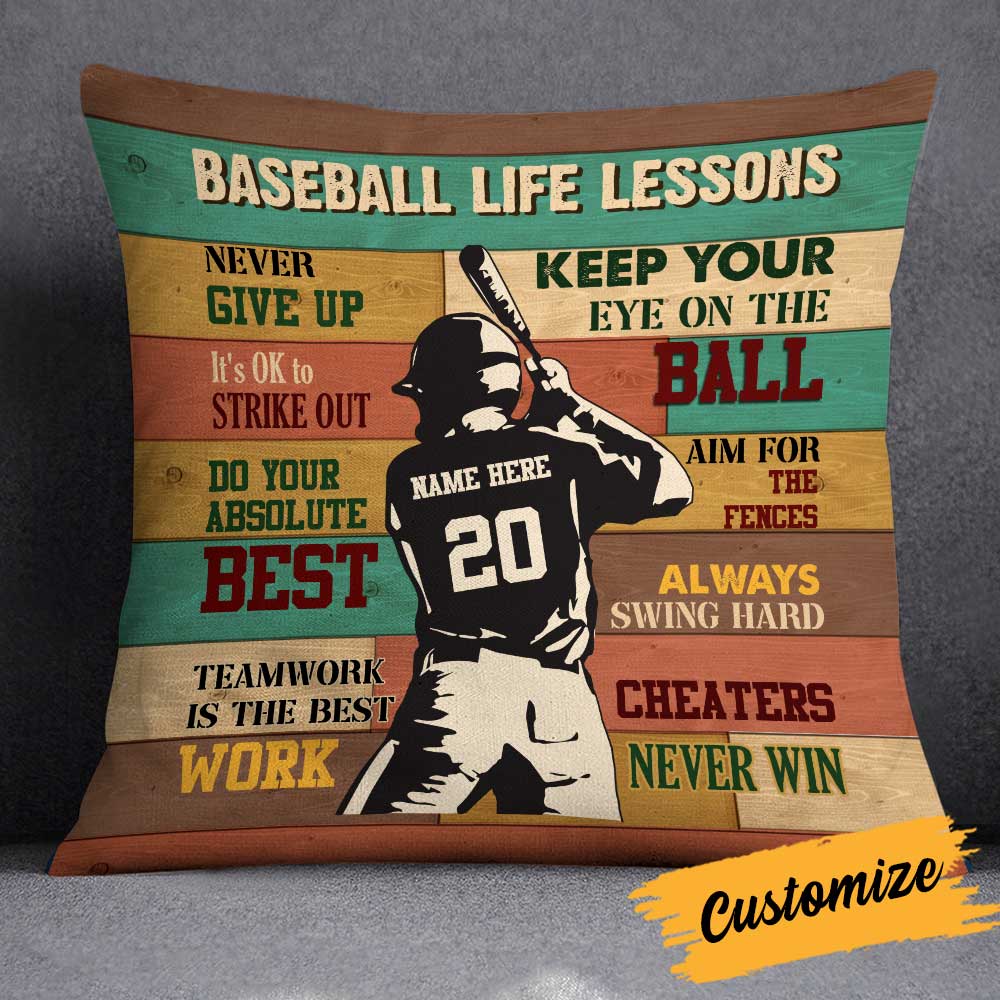 Love Baseball Player Life Lessons Pillow - Gift For Baseball Lover