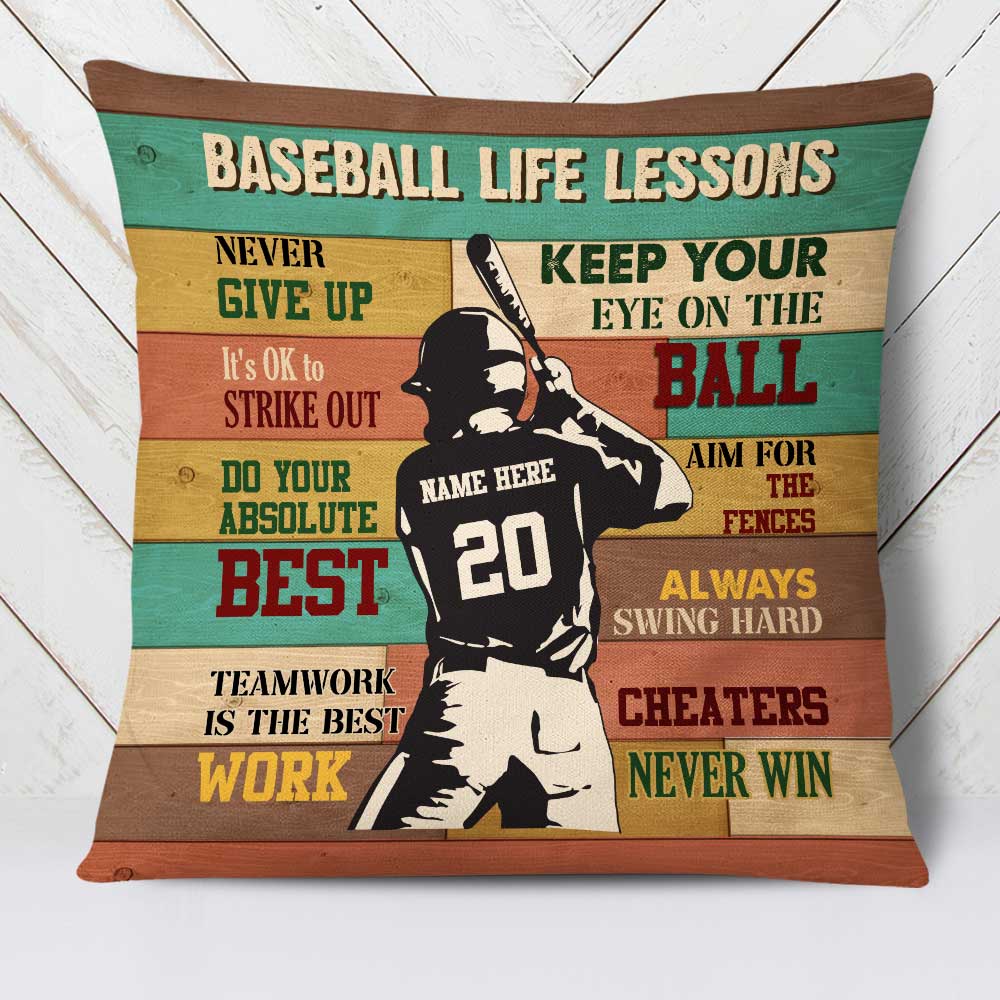 Love Baseball Player Life Lessons Pillow - Gift For Baseball Lover