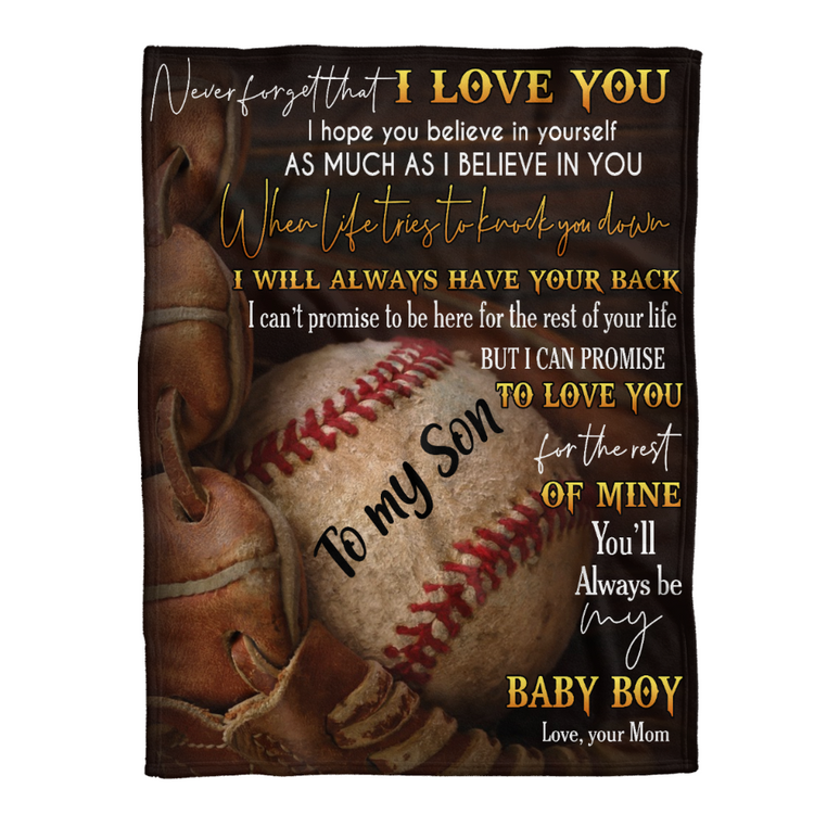 Never Foget That I Love You - Personalized Blankets For Baseball Lovers