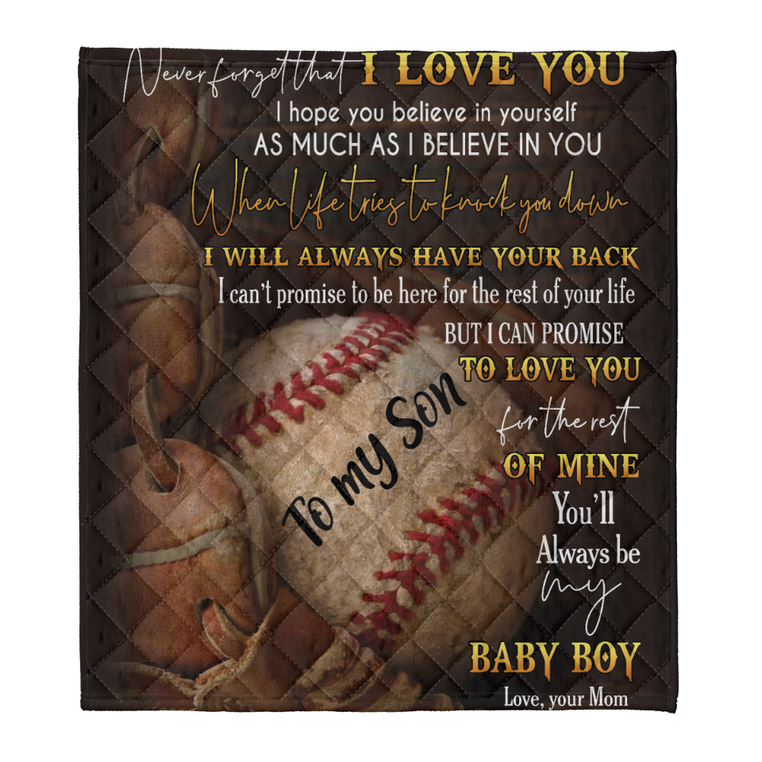 Never Foget That I Love You - Personalized Blankets For Baseball Lovers