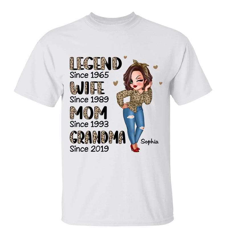 Half Leopard Sassy Legend Wife Mom Grandma Personalized T-shirt