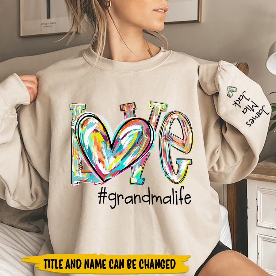 Love Grandma Life Fall Autumn Color Clipart Custom Sweatshirt