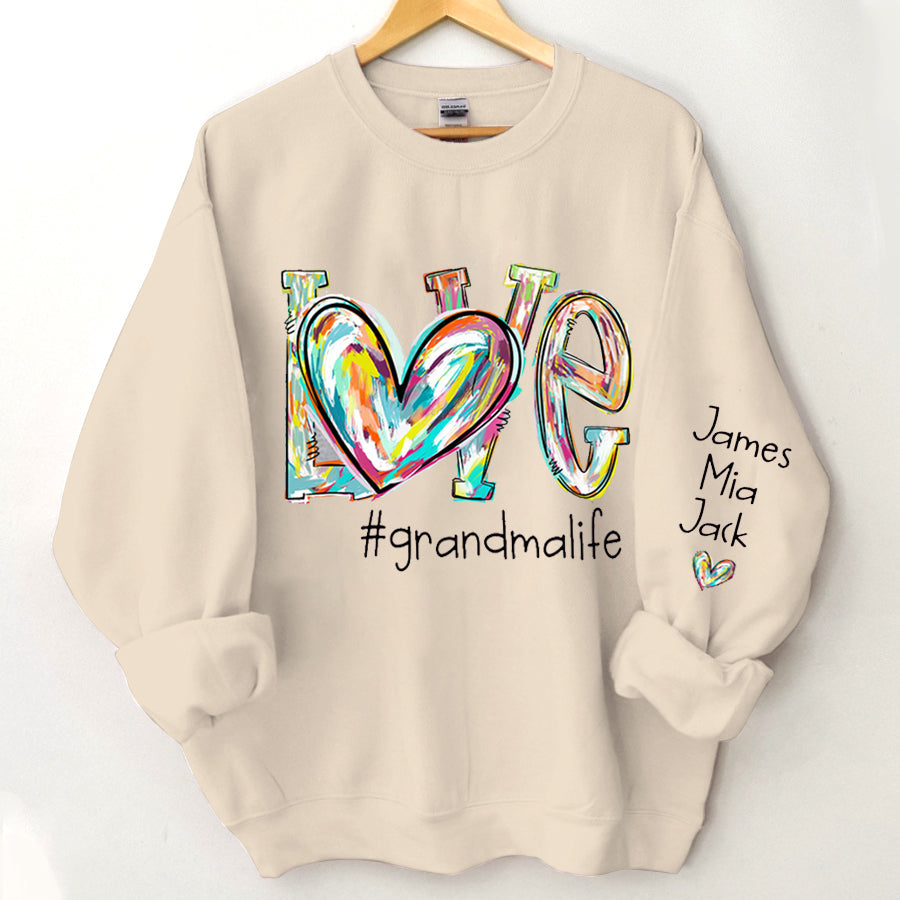 Love Grandma Life Fall Autumn Color Clipart Custom Sweatshirt