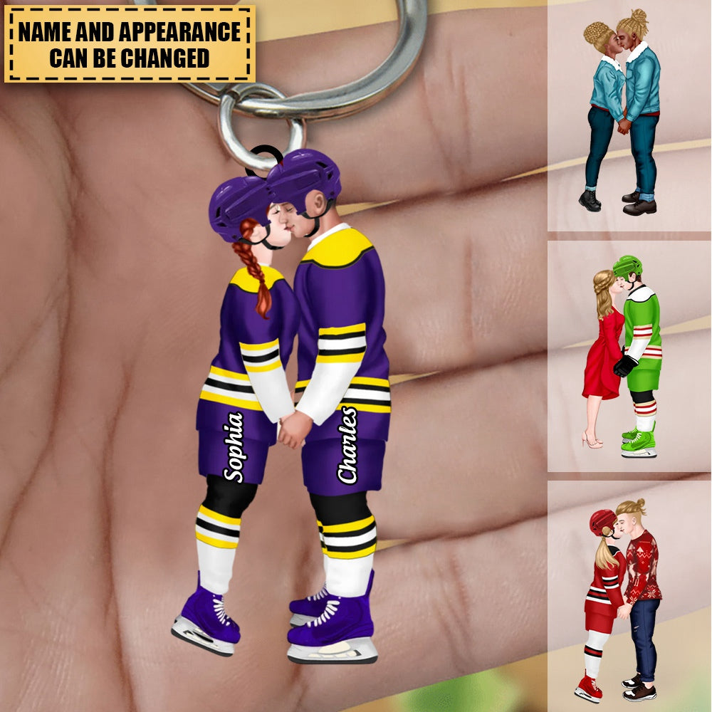 Personalized Acrylic Keychain - Gift For lce Hockey Couple