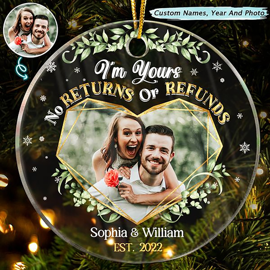 CUSTOM COUPLE PHOTO CHRISTMAS ACRYLIC ORNAMENT