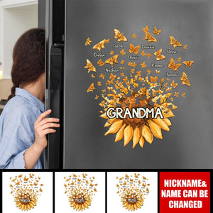Grandma/ Nana/ Mom Sunflower With Butterfly Kids Personalized Sticker Decal