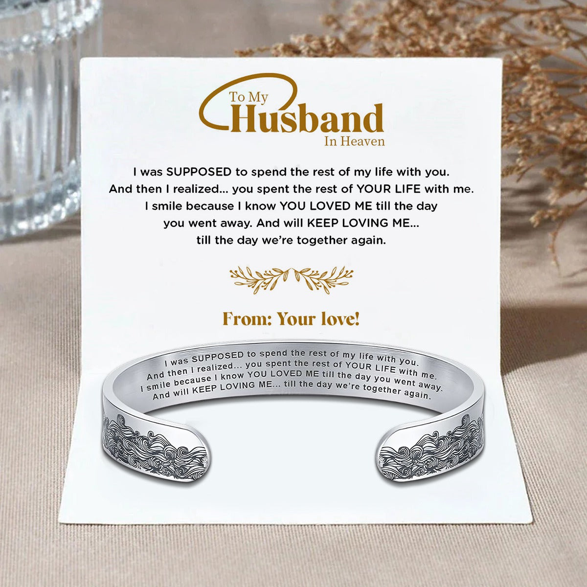 To My Husband In Heaven Memorial Bracelet