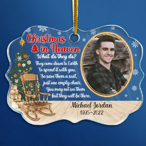 Custom Photo Christmas In Heaven Acrylic Ornament - Memorial Gift For Family