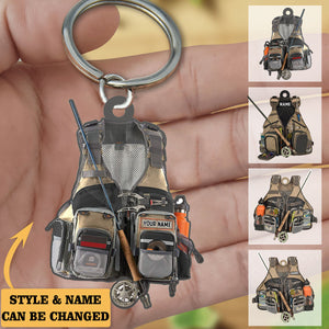 Personalized Fishing Vest Acrylic Keychain