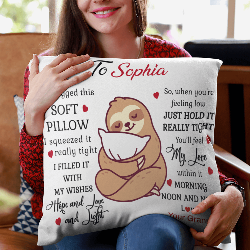 I HUGGED THIS SOFT PILLOW-SLOTH,PERSONALIZED PILLOW