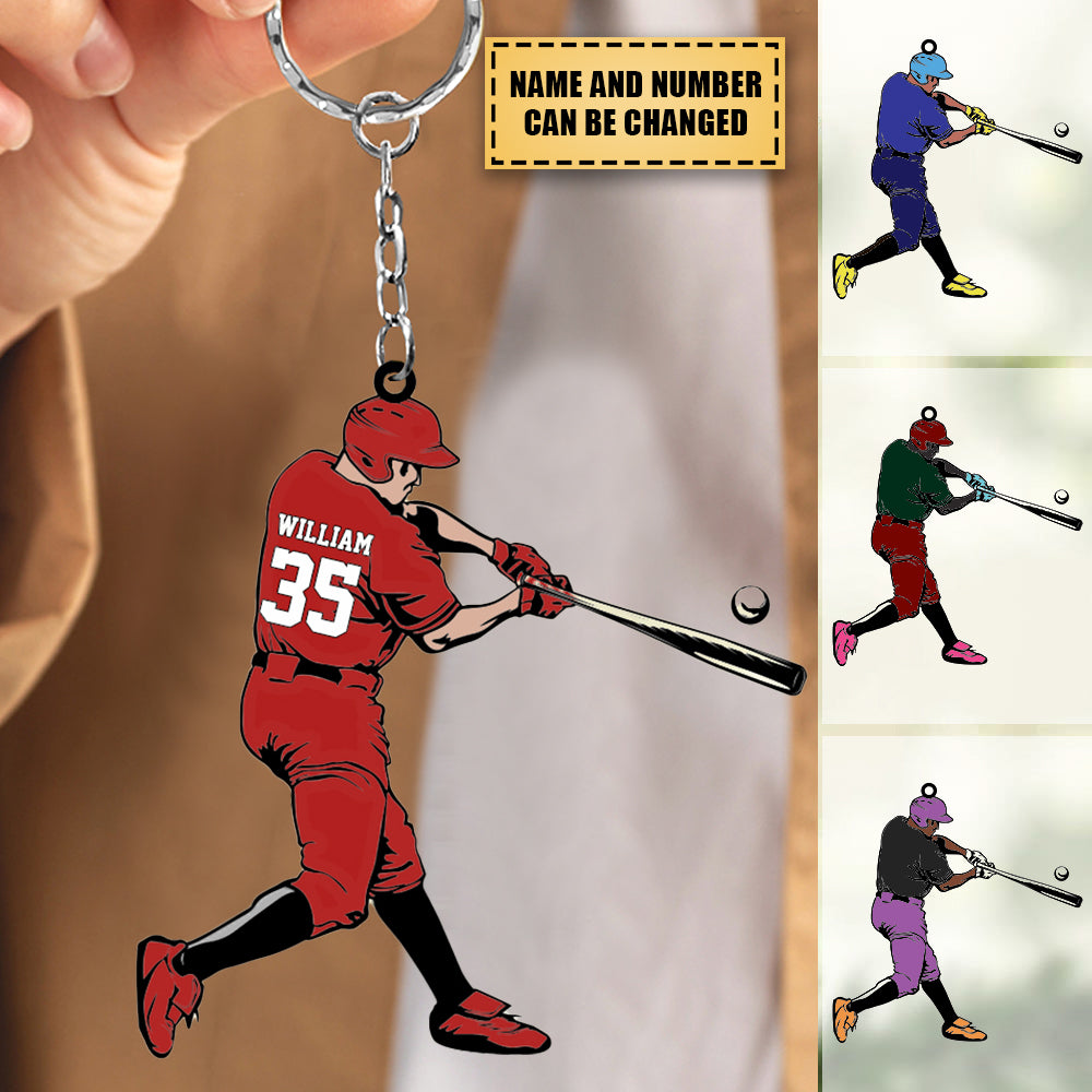 Baseball Player Swing - Personalized Christmas Acrylic Keychain