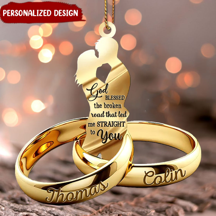 Customized Couple God Knew My Heart Needed You Christmas Gift Xmas Wedding Rings Acrylic Ornament