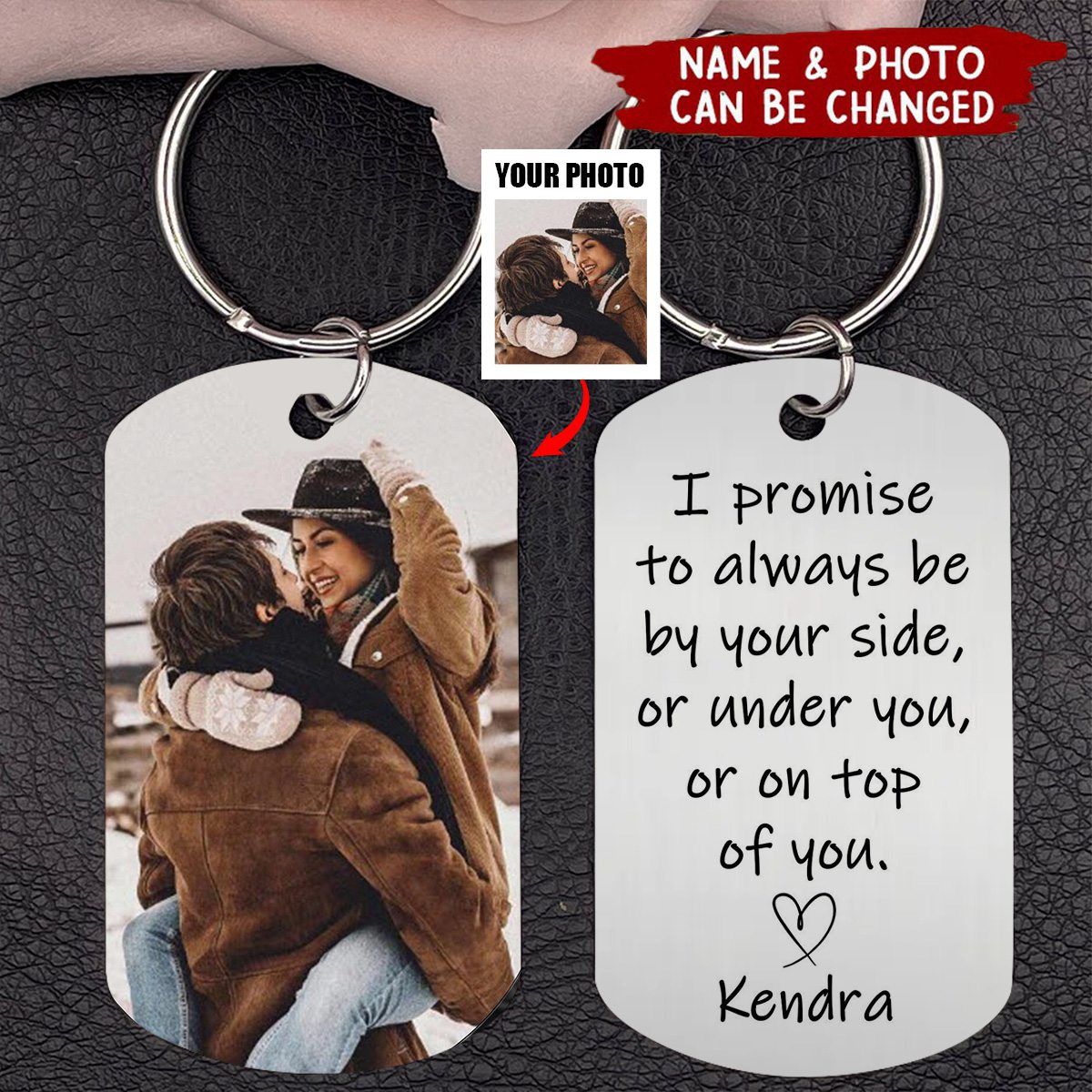 I Promise To Always Be By Your Side - Personalized Stainless Steel Keychain