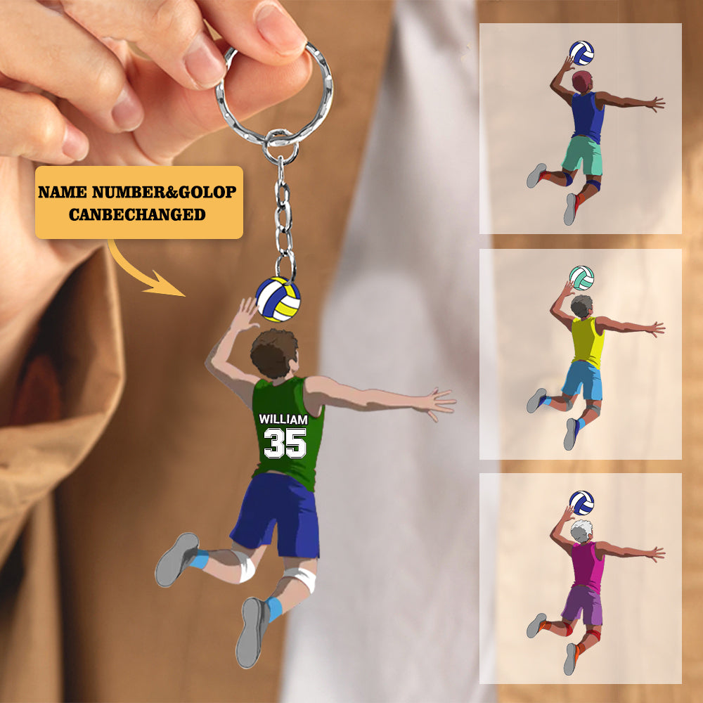 Volleyball Keychain Male Attack - Personalized Christmas Acrylic Keychain