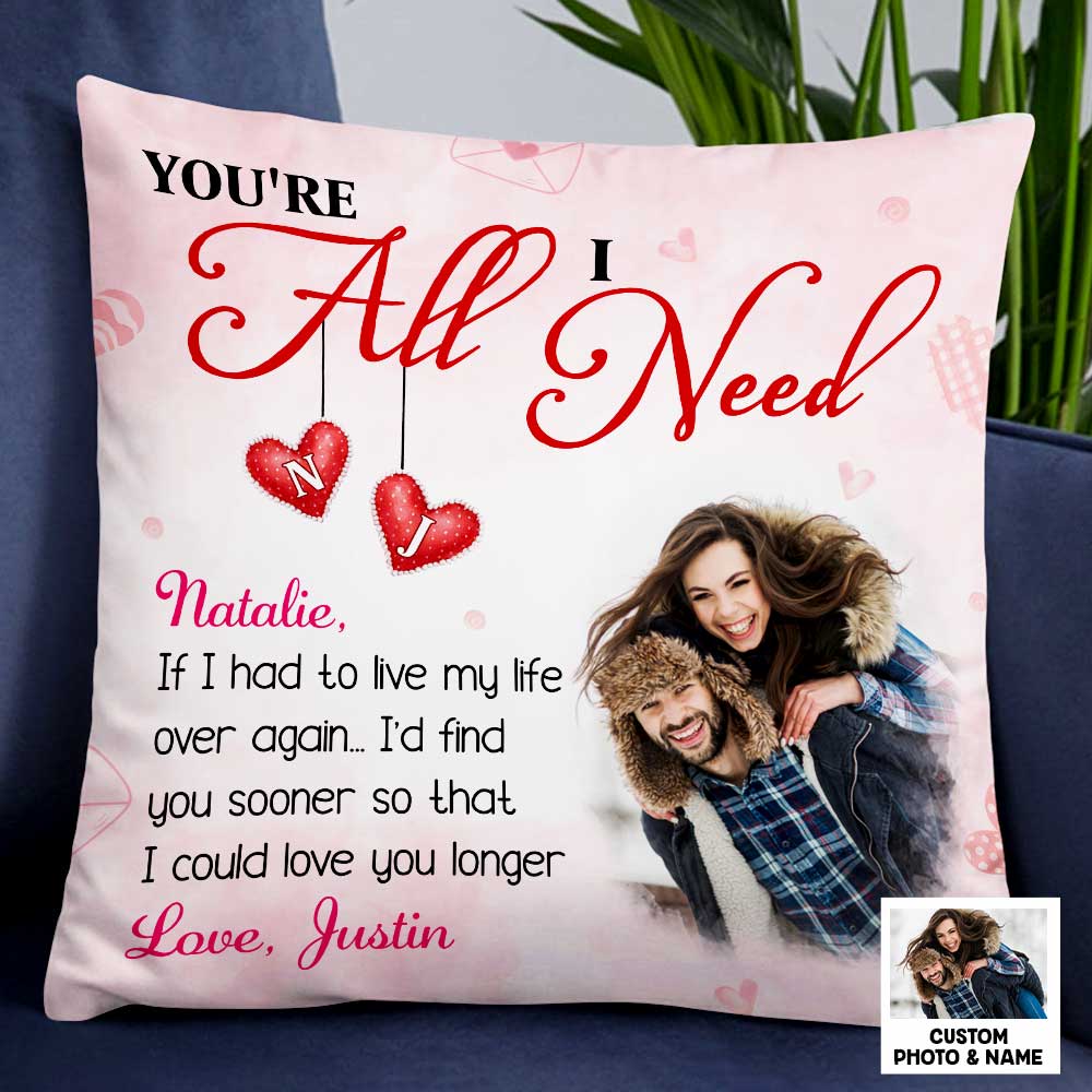 You're All I Need - Personalized Custom Couple Photo Pillow