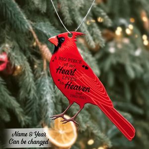 Cardinal A Big Piece Of My Heart Lives In Heaven - Personalized Fireman Acrylic Ornament