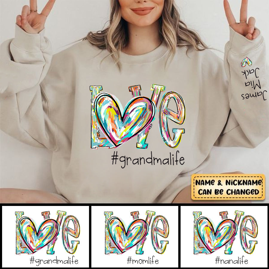 Love Grandma Life Fall Autumn Color Clipart Custom Sweatshirt