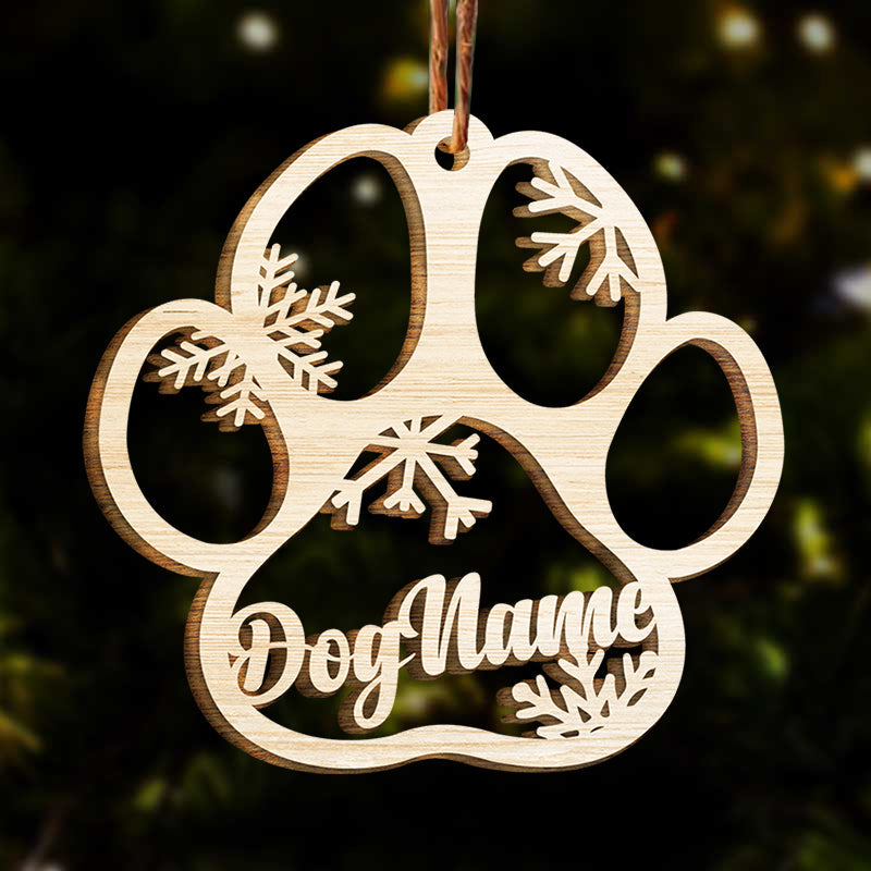 Happy Christmas With Fur Babies - Personalized Paw Ornament (Dog, Cat & Angel Wings) - Customized Decoration Gift.