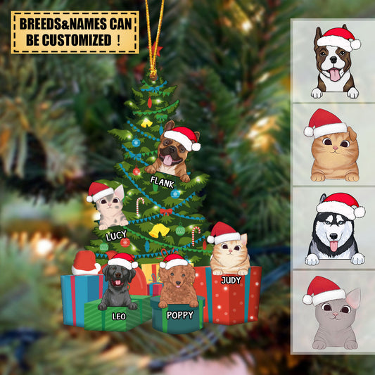 Customized Xmas Tree With Pets - Personalized Ornament