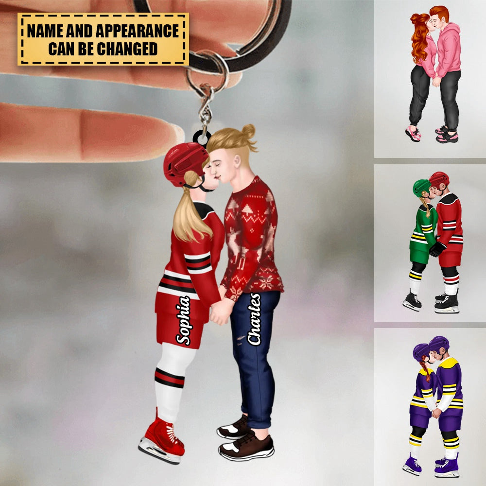 Personalized Acrylic Keychain - Gift For lce Hockey Couple