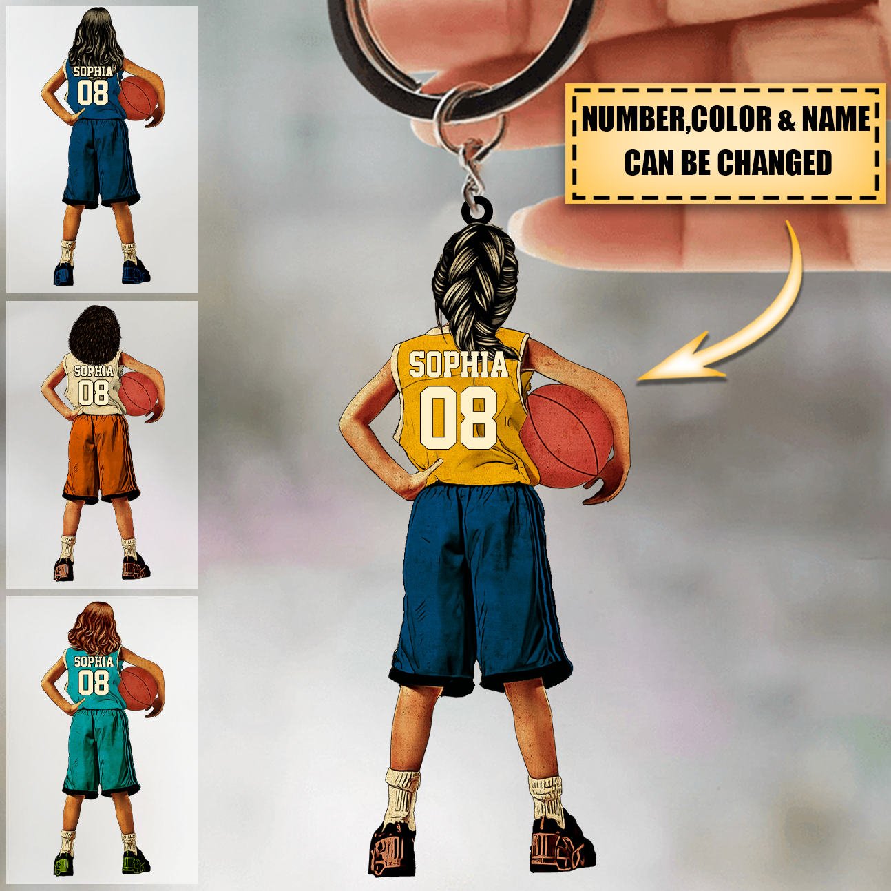 Custom Personalized Basketball Girl Acrylic Keychain - Sport Gifts For Basketball Lover