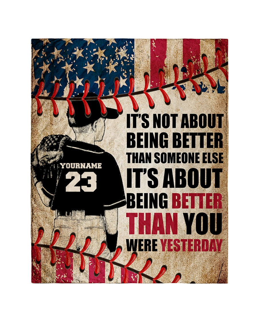 Personalized It's Being Better Than You Were Yesterday Blanket - Gift For Baseball Lover