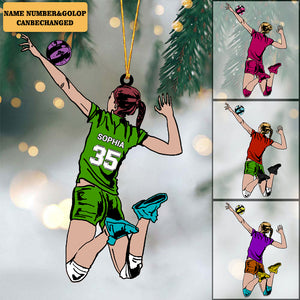 Personalized Attacking Volleyball Player Christmas Acrylic Ornament
