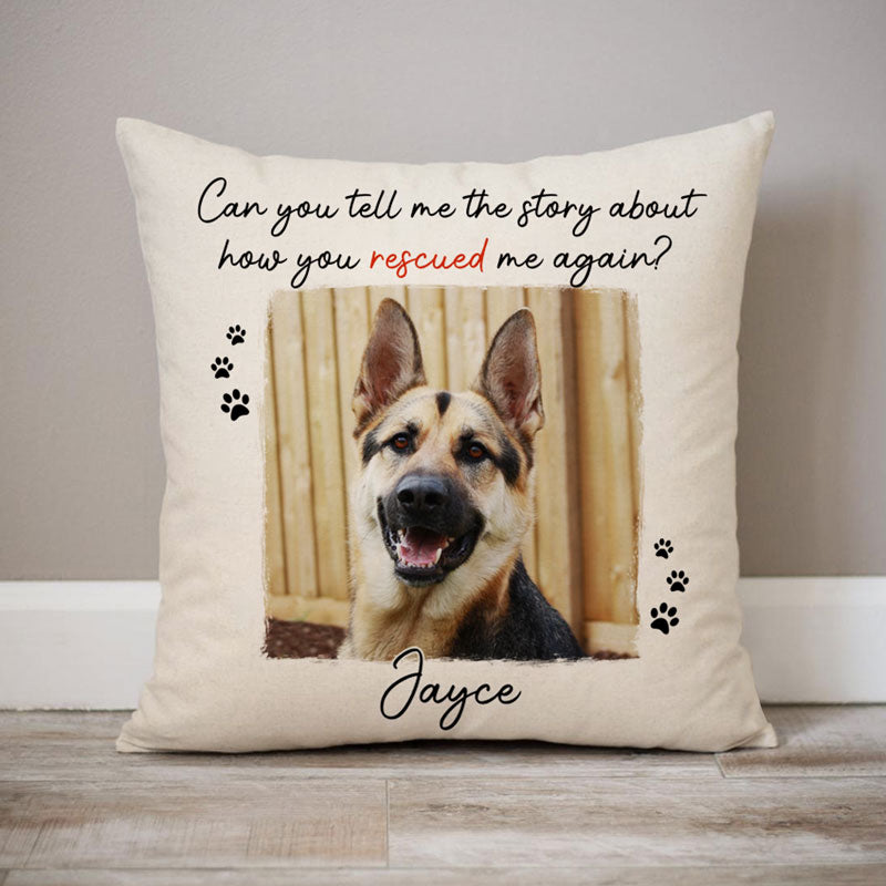 Rescued Me Again, Custom Photo, Gift for Dog Lovers,Personalized Memorial Pillowcase