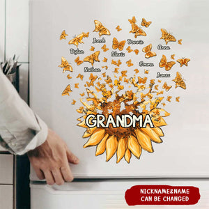 Grandma/ Nana/ Mom Sunflower With Butterfly Kids Personalized Sticker Decal