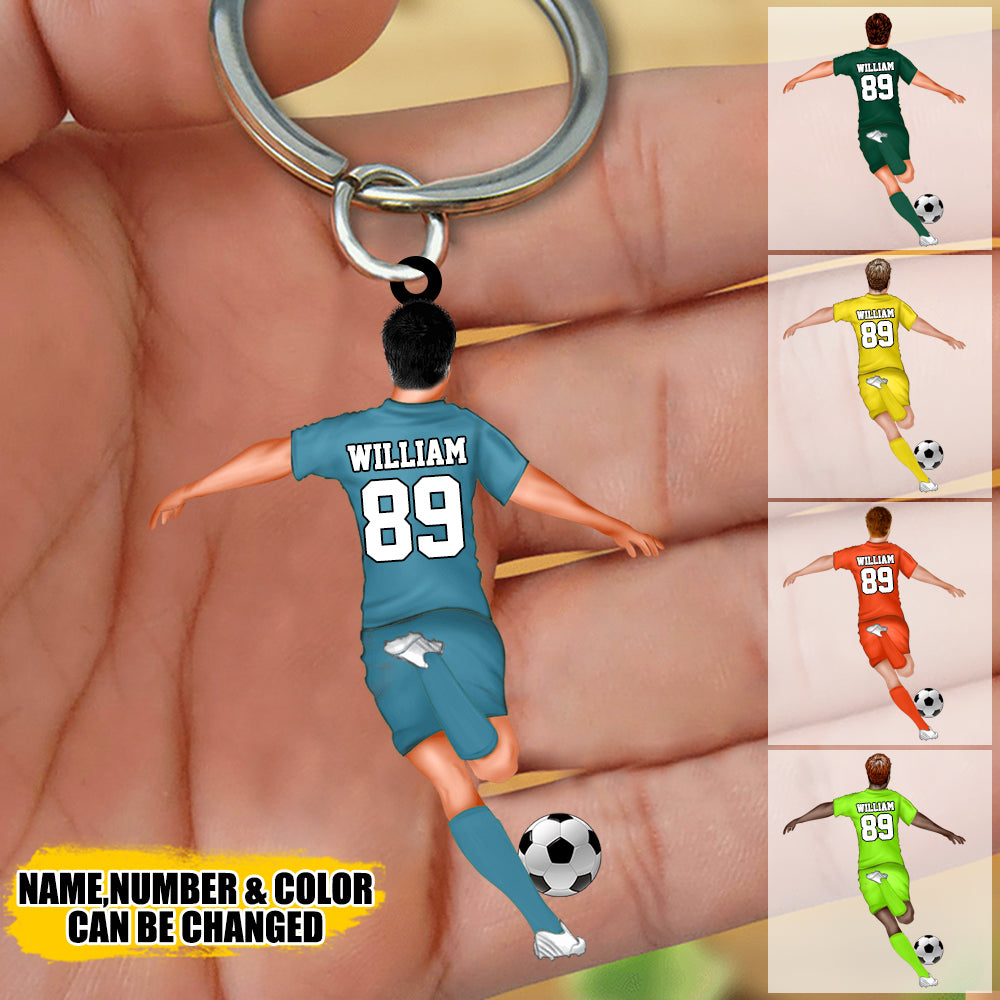 Personalized Soccer Player Christmas Acrylic Keychain