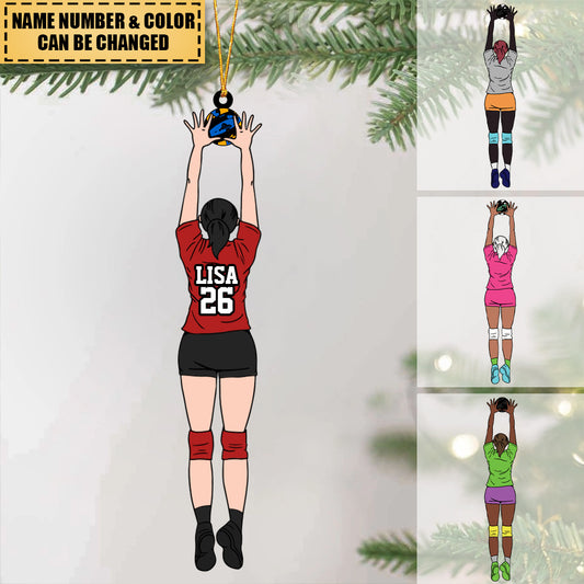 Personalized Volleyball Blocking Girl Christmas Acrylic Ornament