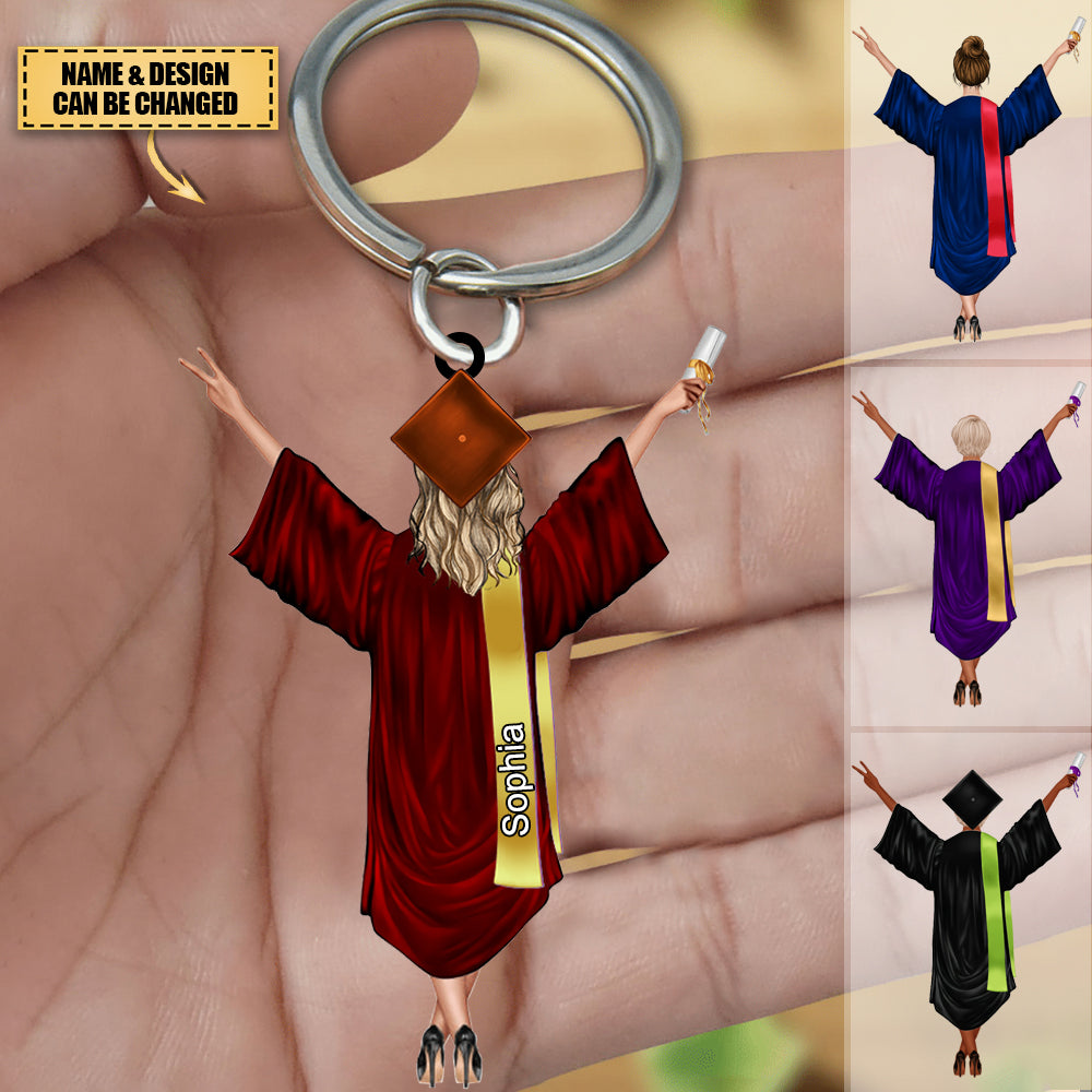 Personalize Graduation Girl Keychain