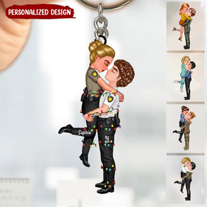 Personalized Couple Portrait, Firefighter, Nurse, Police Officer, Teacher, Gifts by Occupation Acrylic Keychain