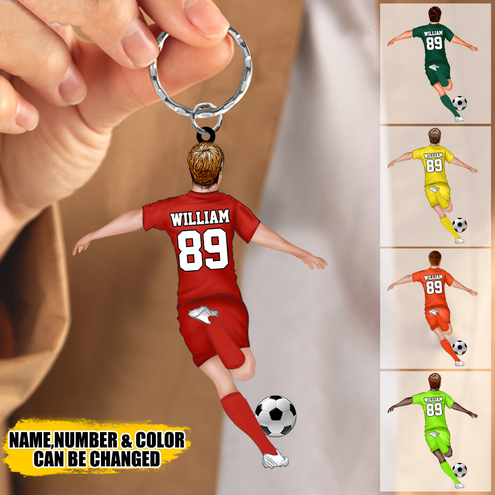 Personalized Soccer Player Christmas Acrylic Keychain