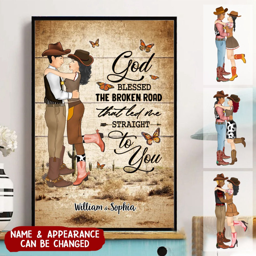 God Blessed The Broken Road That Led Me Straight To You Personalized Canvas