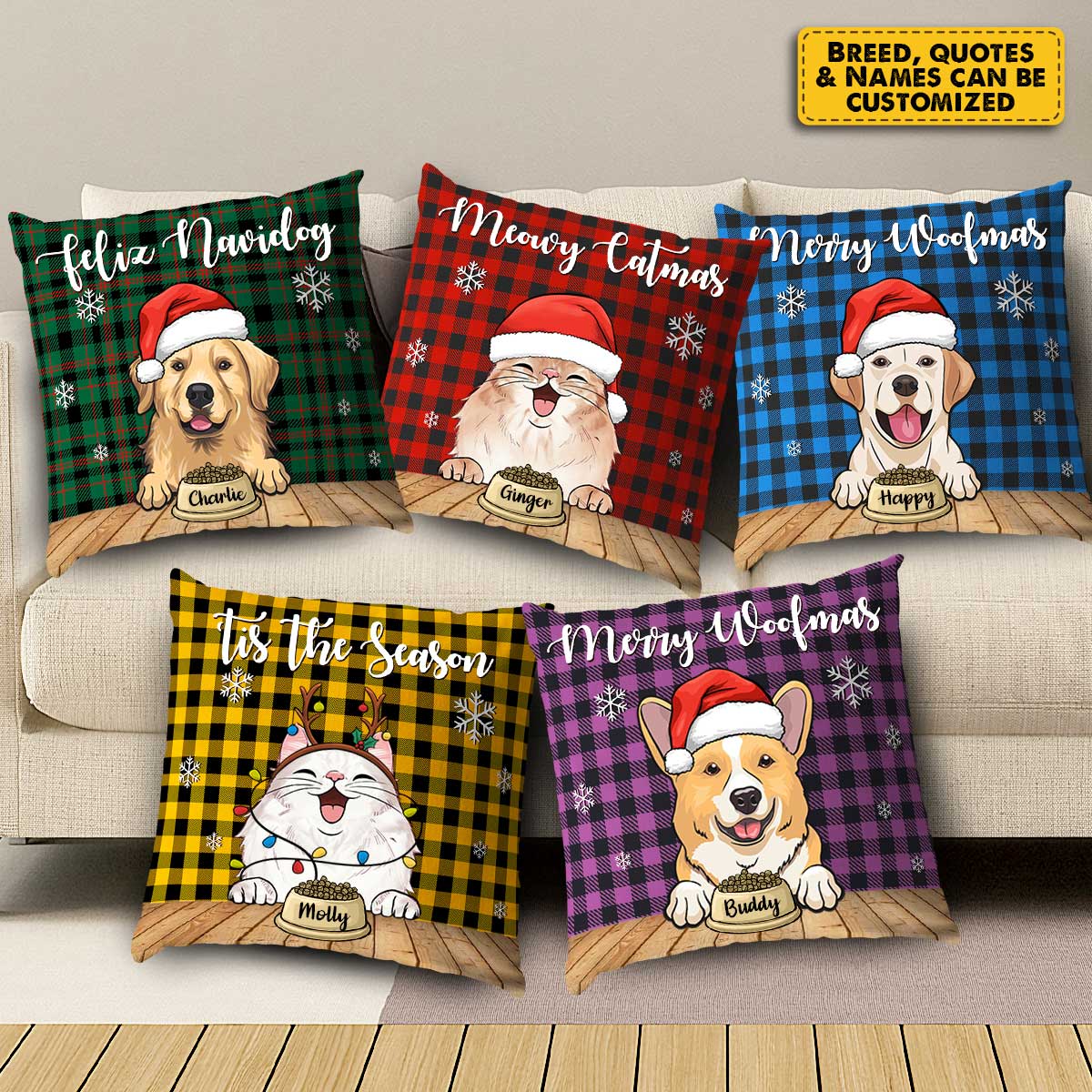 Meowy Catmas - Merry Woofmas - Personalized Pillowcase