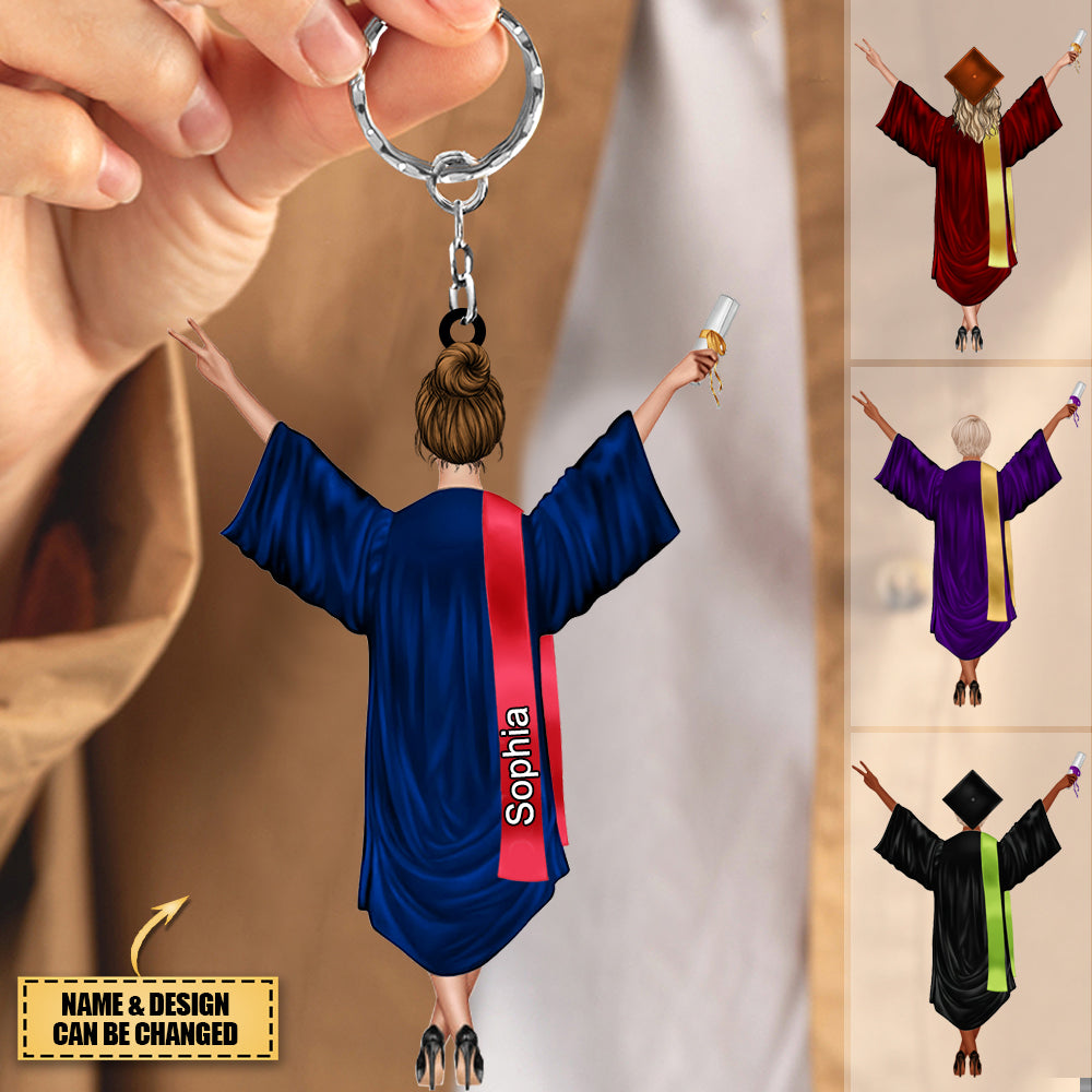 Personalize Graduation Girl Keychain