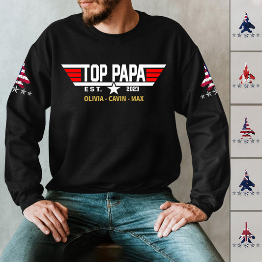 Top Papa Est, Personalized Papa, Grandpa's Birthday, Father's Day Gift Sweatshirt