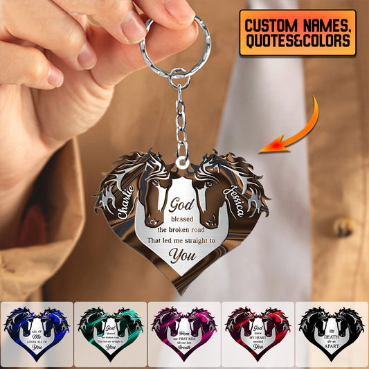 Horses For Couple Personalized Acrylic Keychain