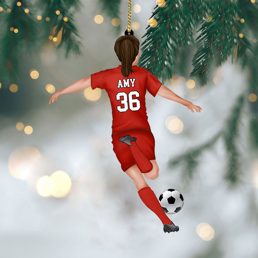 Personalized Soccer Player Christmas Acrylic Ornament