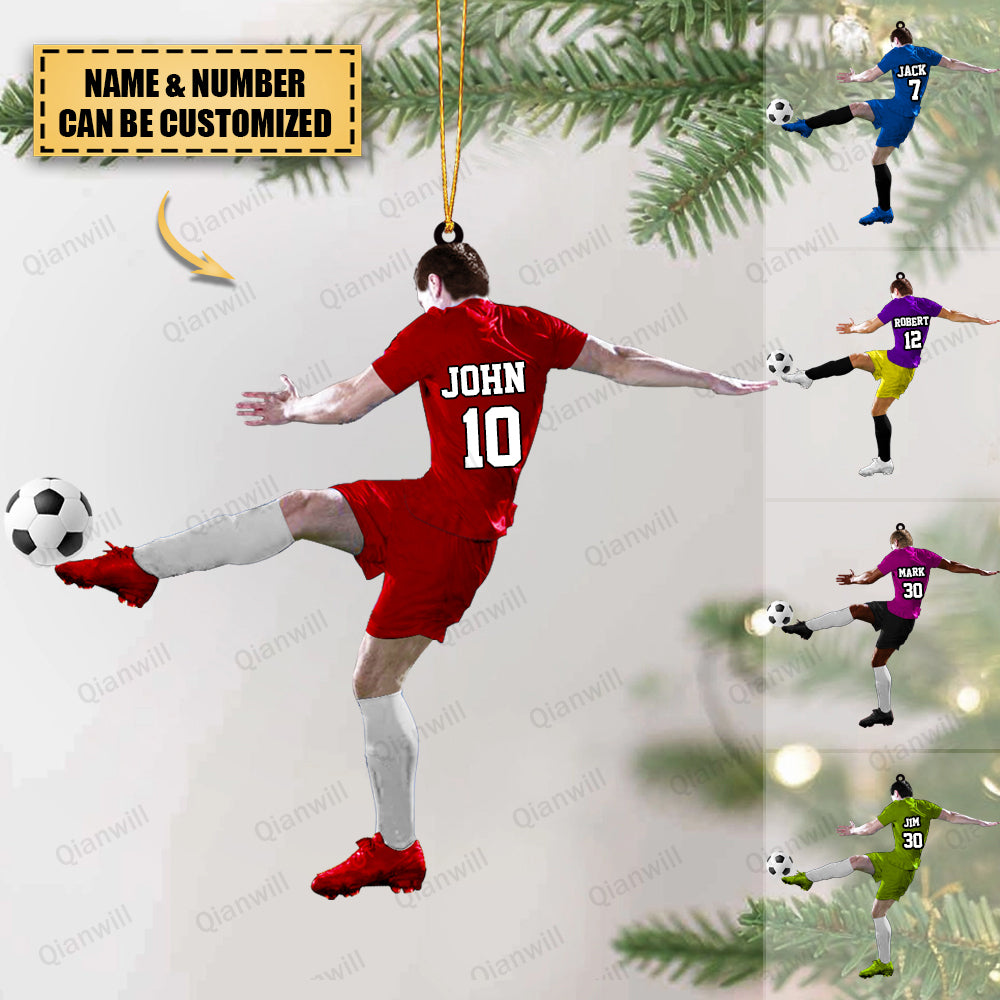 Personalized Soccer Player Christmas Acrylic Ornament - Great Gift For Soccer Lovers