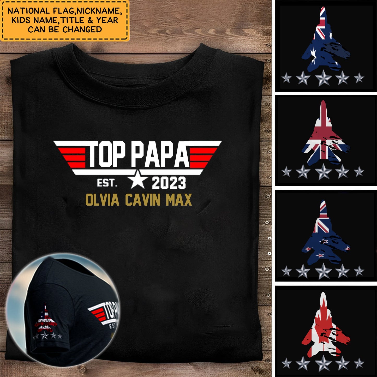 Personalized Papa With Grandkids T-Shirt - Best Father's Day Gift