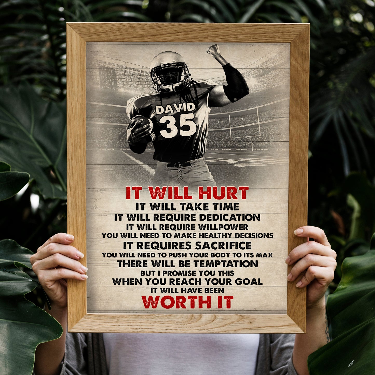 Vintage American Football Player Poster - It Will Heart It Will Take Time